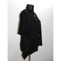 Tunika KIMONO dzianinowa z wydłużonymi bokami - czarna